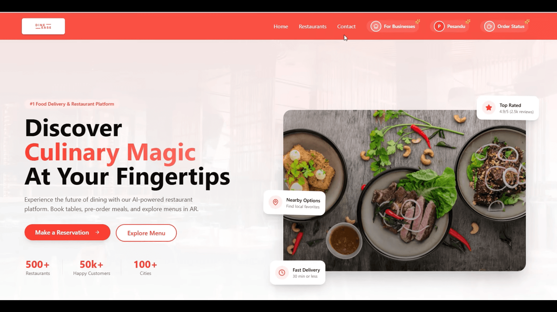 DineEase – Restaurant Booking & Meal Pre‑Ordering Platform
